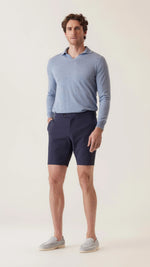 Sateen Side Adjuster Dress Shorts - Navy