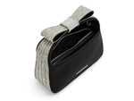 Embellished Bow Satin Bag - Black