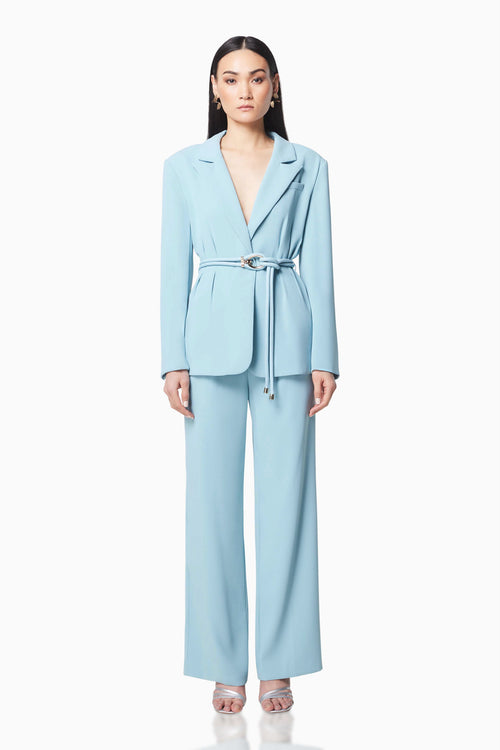Belted Tailored Suit - Sky Blue