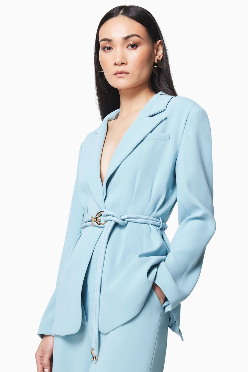 Belted Tailored Suit - Sky Blue