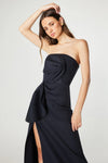 Pleated Strapless Gown - Navy