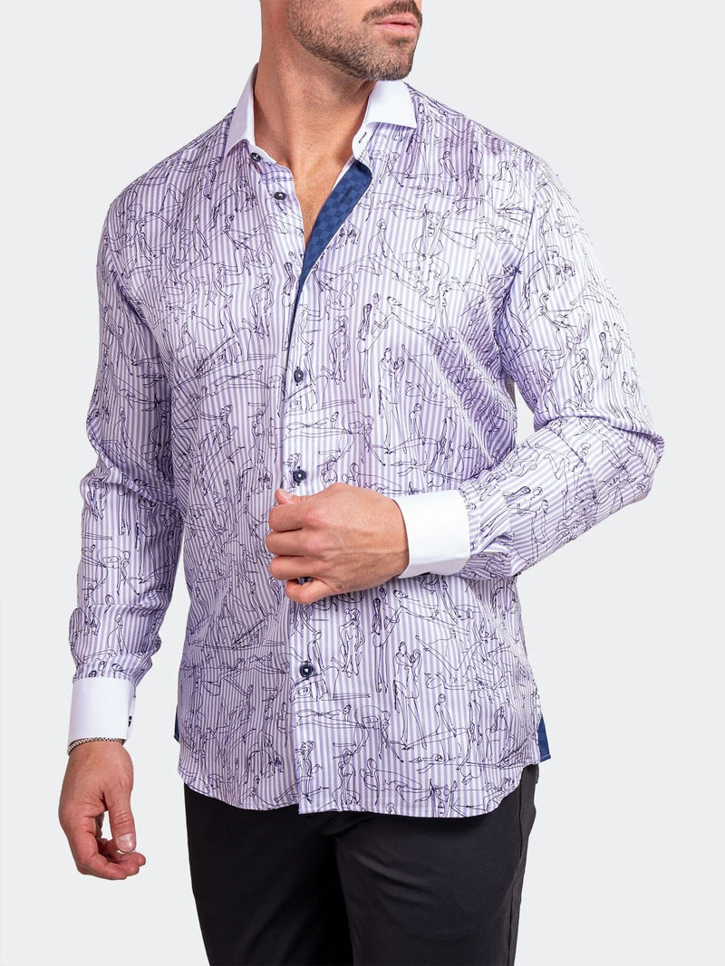 Positions Printed Long Sleeve Shirt - Purple
