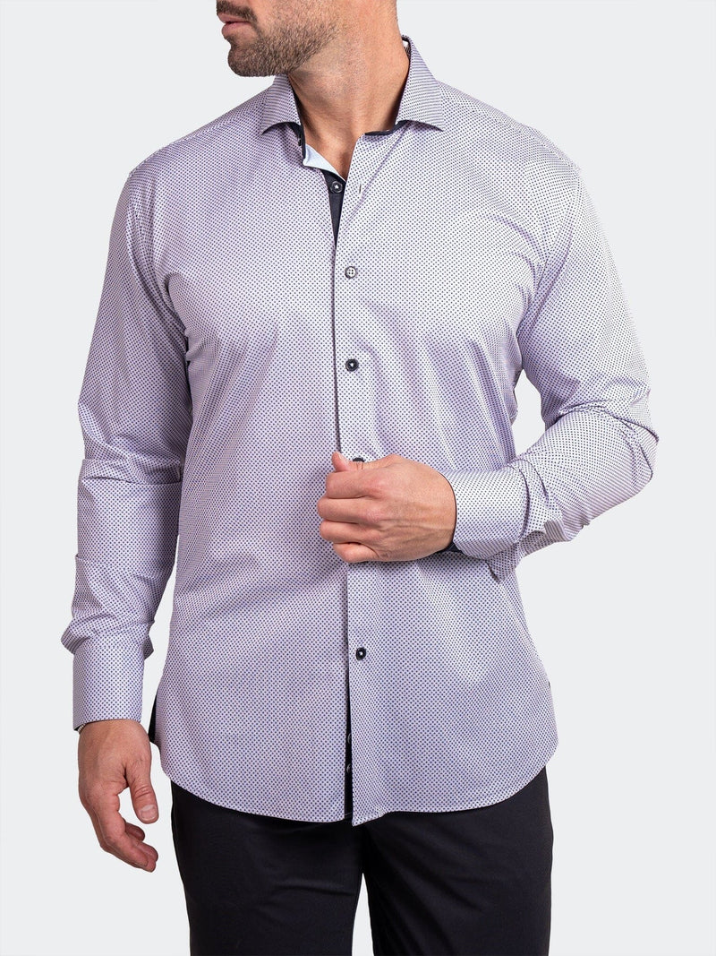 Geo Stretch Long Sleeve Shirt - White