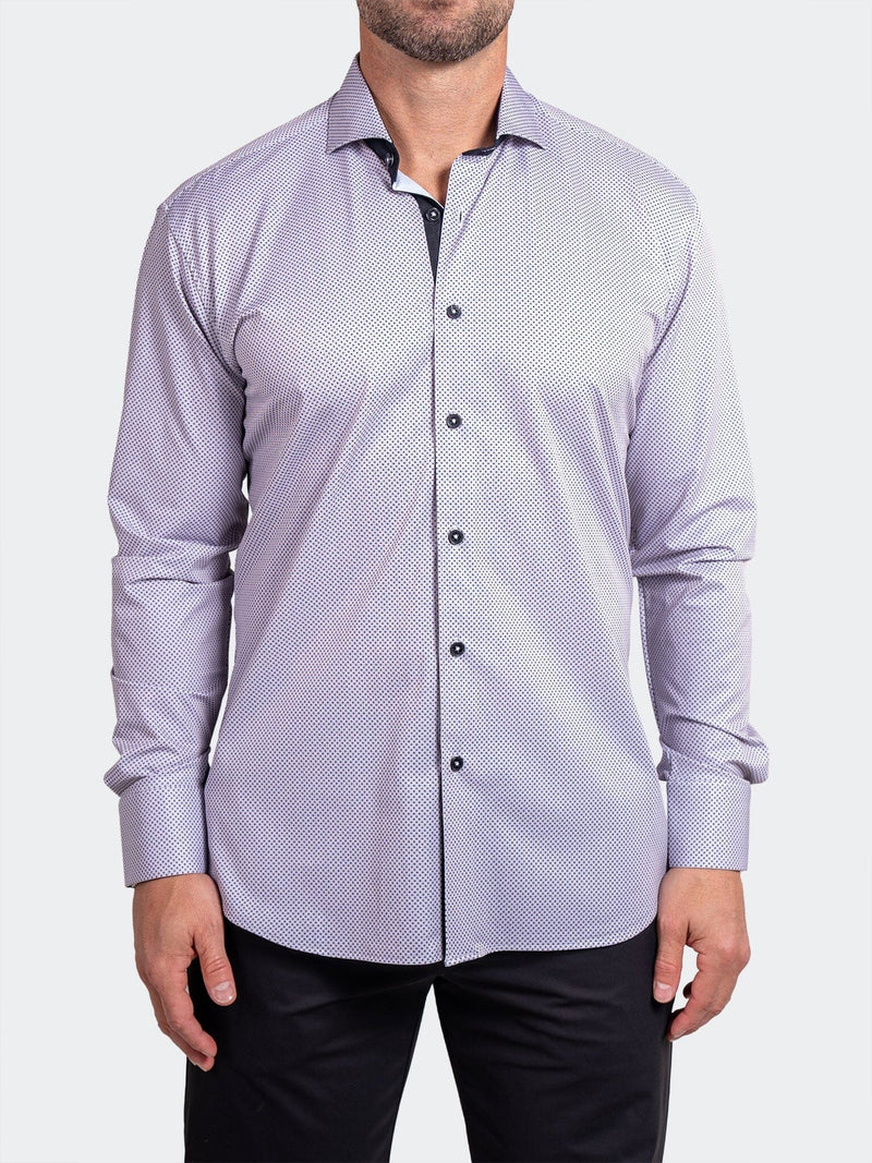 Geo Stretch Long Sleeve Shirt - White