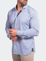 Striped Performance Long Sleeve Shirt - Light Blue/ White