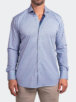 Striped Performance Long Sleeve Shirt - Light Blue/ White