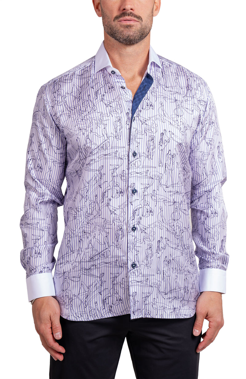 Positions Printed Long Sleeve Shirt - Purple