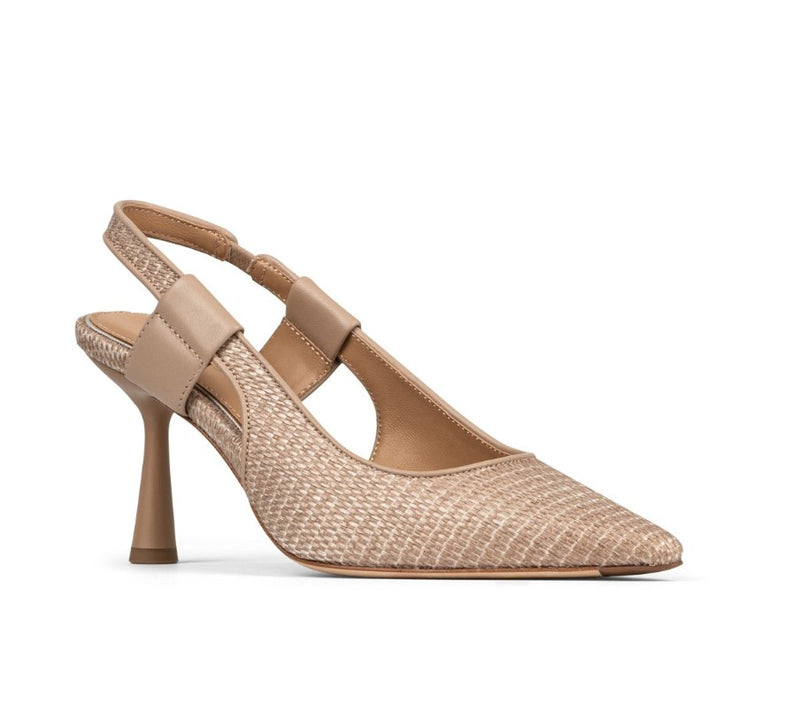 Woven Raffia Slingback Pumps - Sand