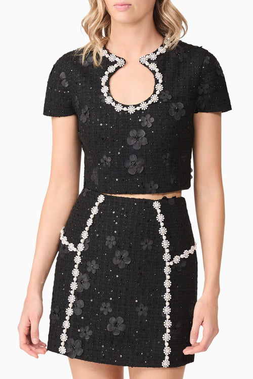 Embellished Tweed Set - Black