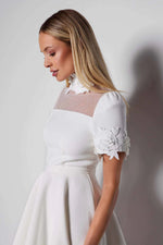 Floral Neck Mini Dress - White