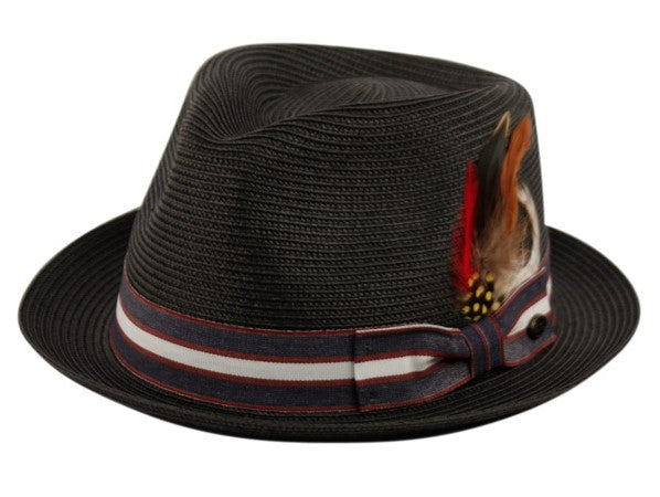 Braided Fedora with Feather - Black