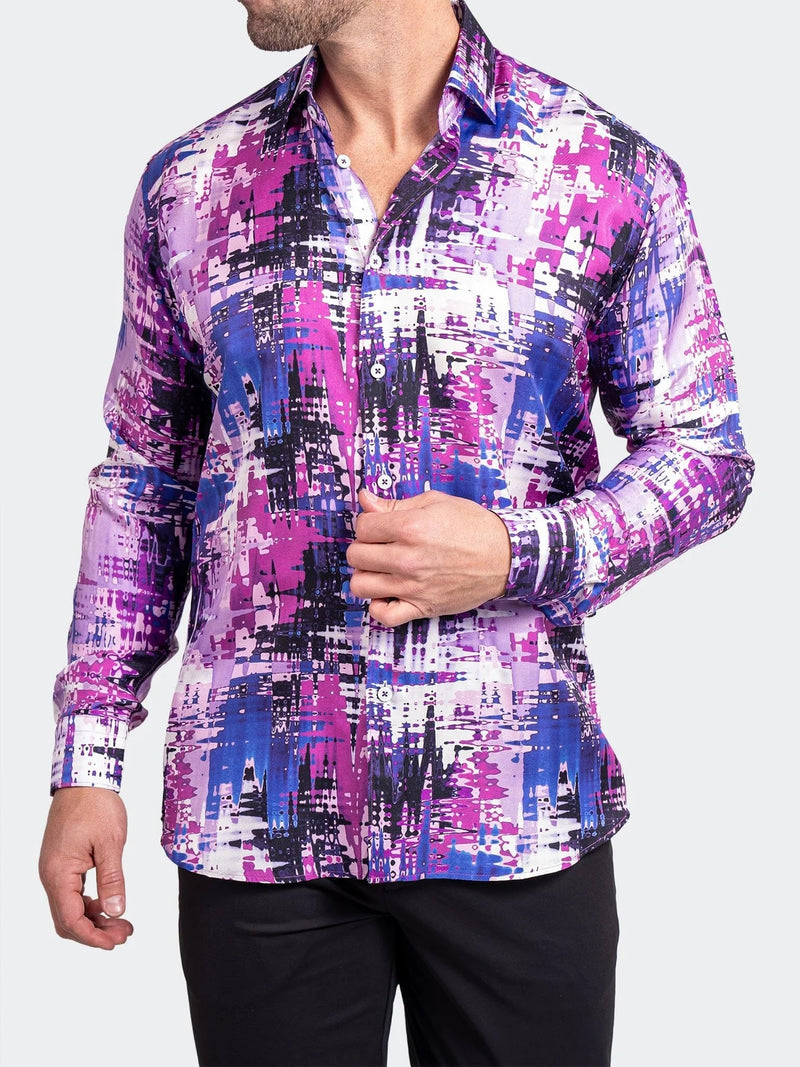 Splash Printed Long Sleeve Shirt - Purple