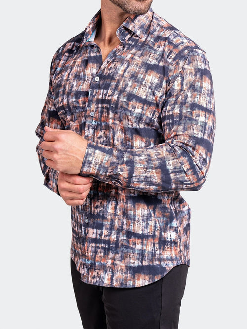 Printed Performance Long Sleeve Shirt - Black/Orange