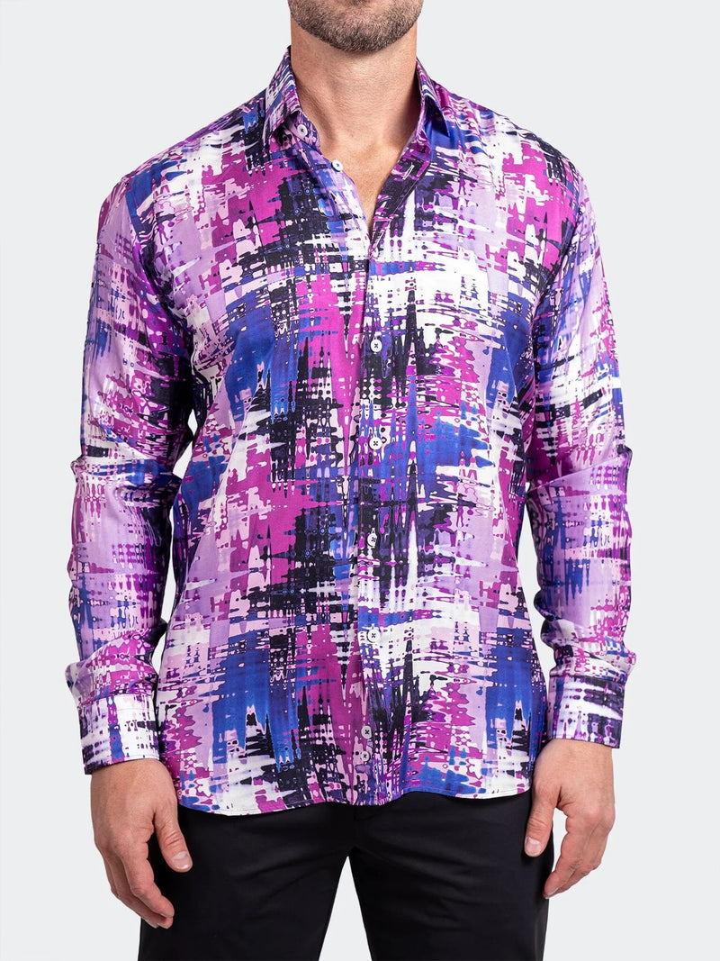 Splash Printed Long Sleeve Shirt - Purple