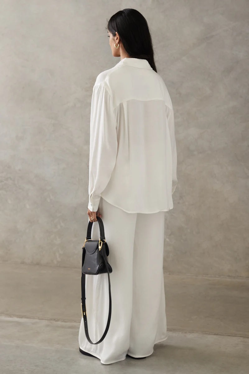 Cupro Long Sleeve Shirt - Ecru