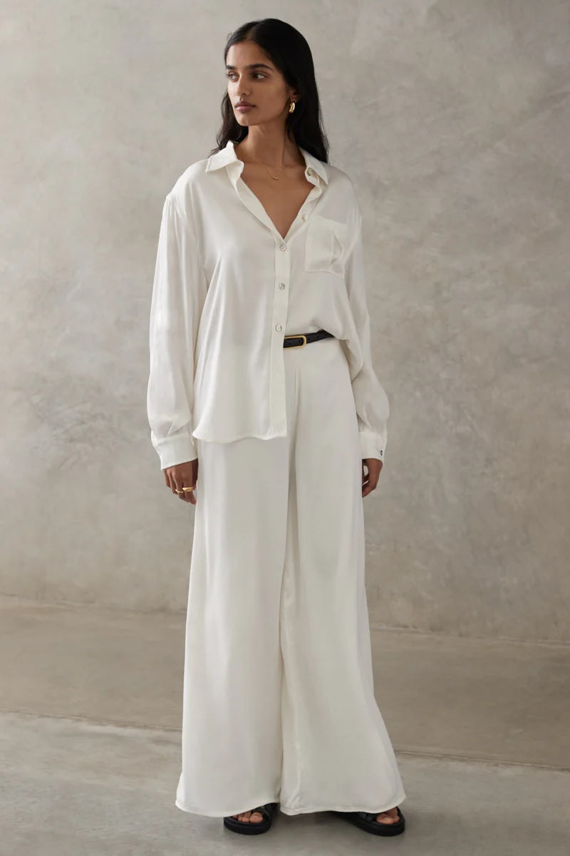 Cupro Long Sleeve Shirt - Ecru
