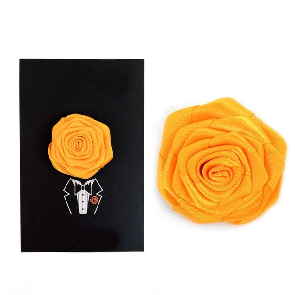 Solid Floral Lapel Pin - Mustard