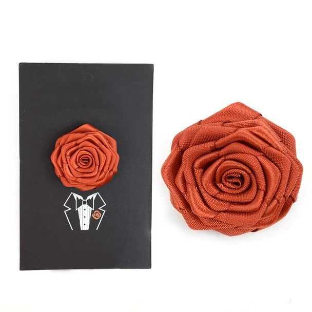 Solid Floral Lapel Pin- Rust