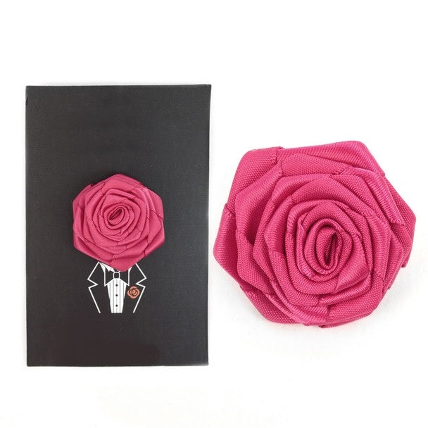 Solid Floral Lapel Pin- Wine