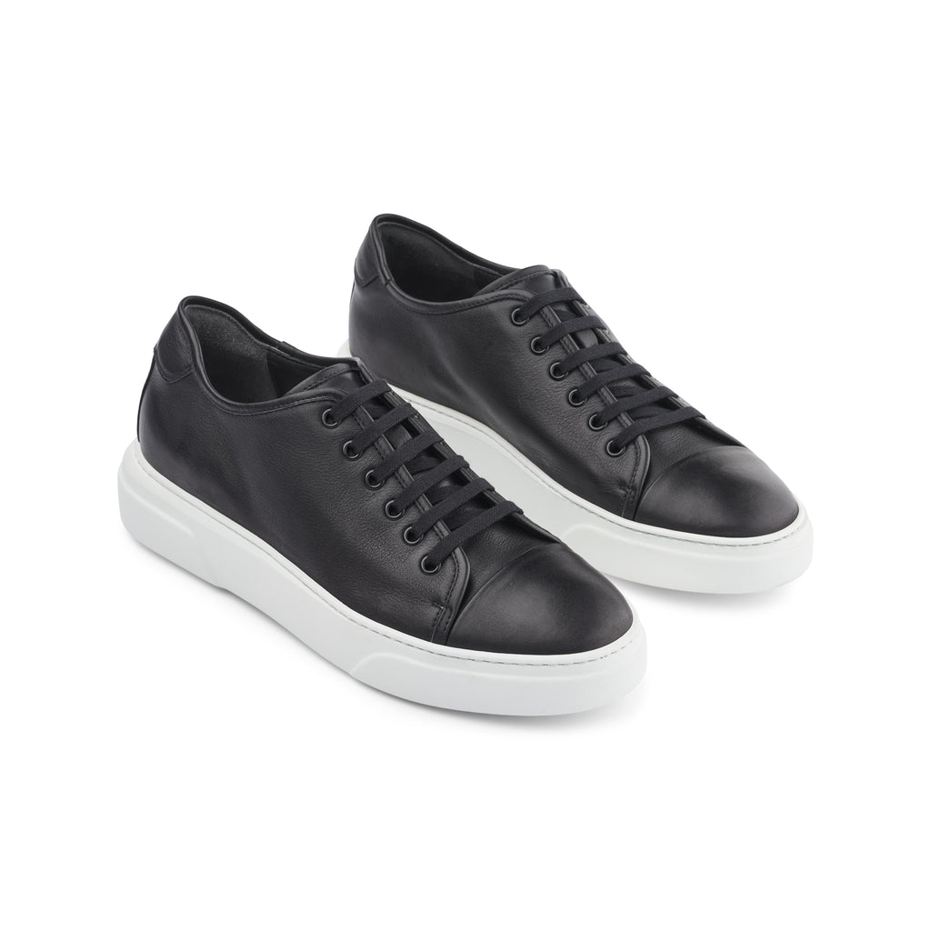 Italian Leather Trainers - Black