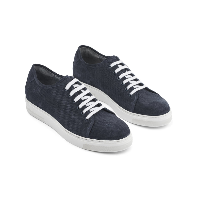 Italian Suede Leather Trainers - Dark Navy