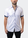 Tonal Texutred Short Sleeve Shirt with Cuff Detail - White
