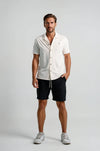Jacquard Knit SS Shirt - Light Beige