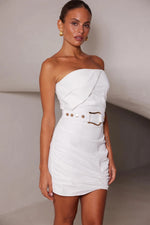 Strapless Textured Mini Dress - White