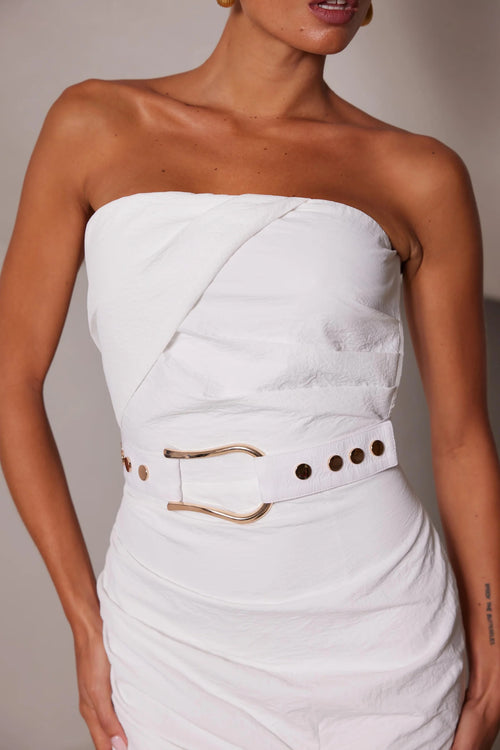 Strapless Textured Mini Dress - White