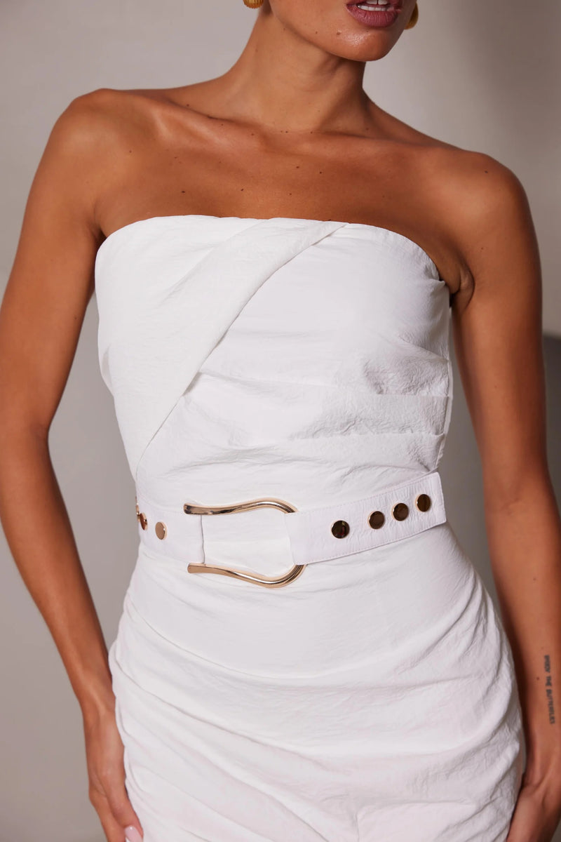 Strapless Textured Mini Dress - White