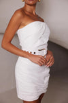 Strapless Textured Mini Dress - White