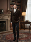 Double-Breasted Velvet Dinner Jacket - Brown/Black