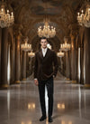 Double-Breasted Velvet Dinner Jacket - Brown/Black