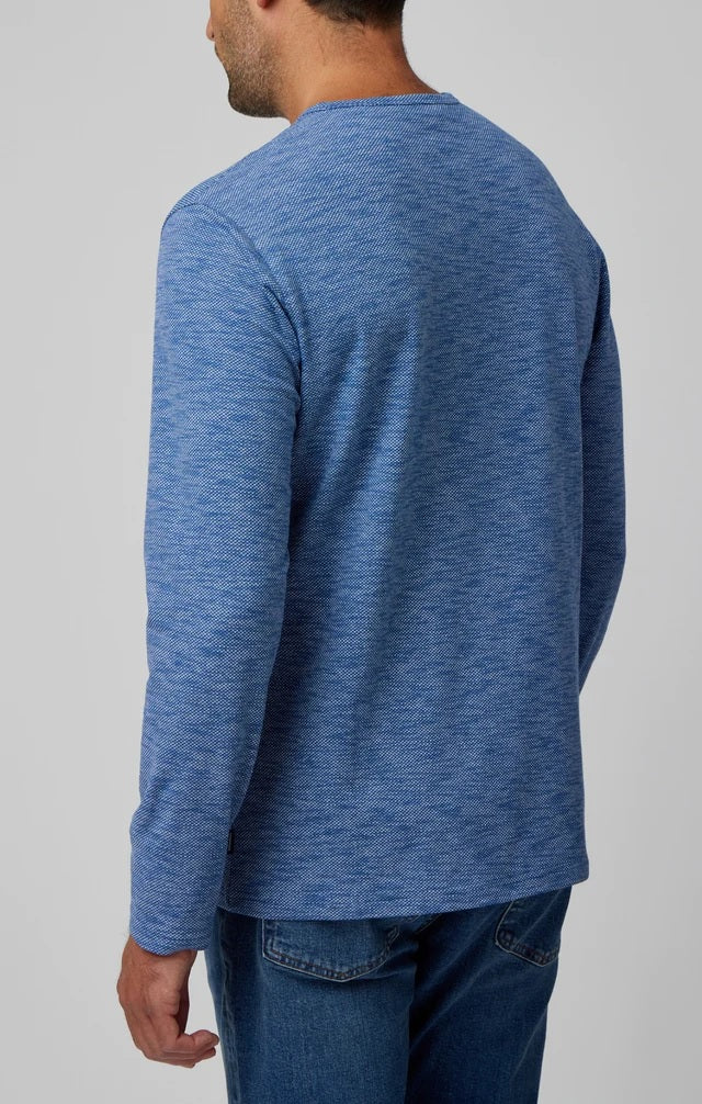 Textured Long Sleeve Henley - Denim Blue