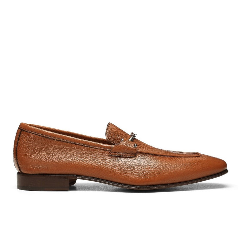 Calf Leather Loafer w Metal Buckle - Cognac