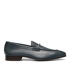 Calf Leather Loafer w Metal Buckle - Navy