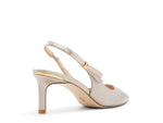 Metallic Leather Kitten Pumps - Bronze