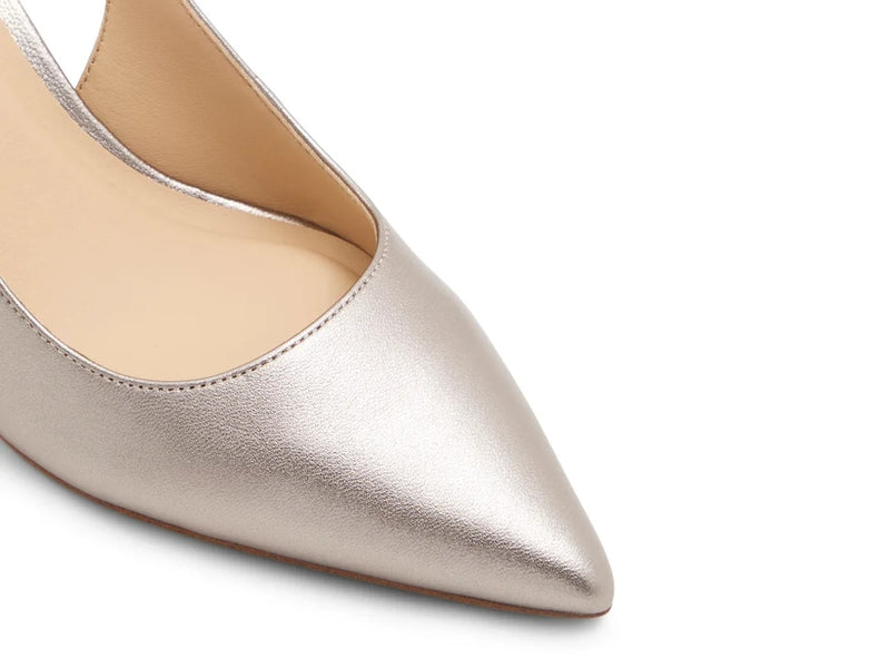 Metallic Leather Kitten Pumps - Bronze