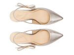 Metallic Leather Kitten Pumps - Bronze