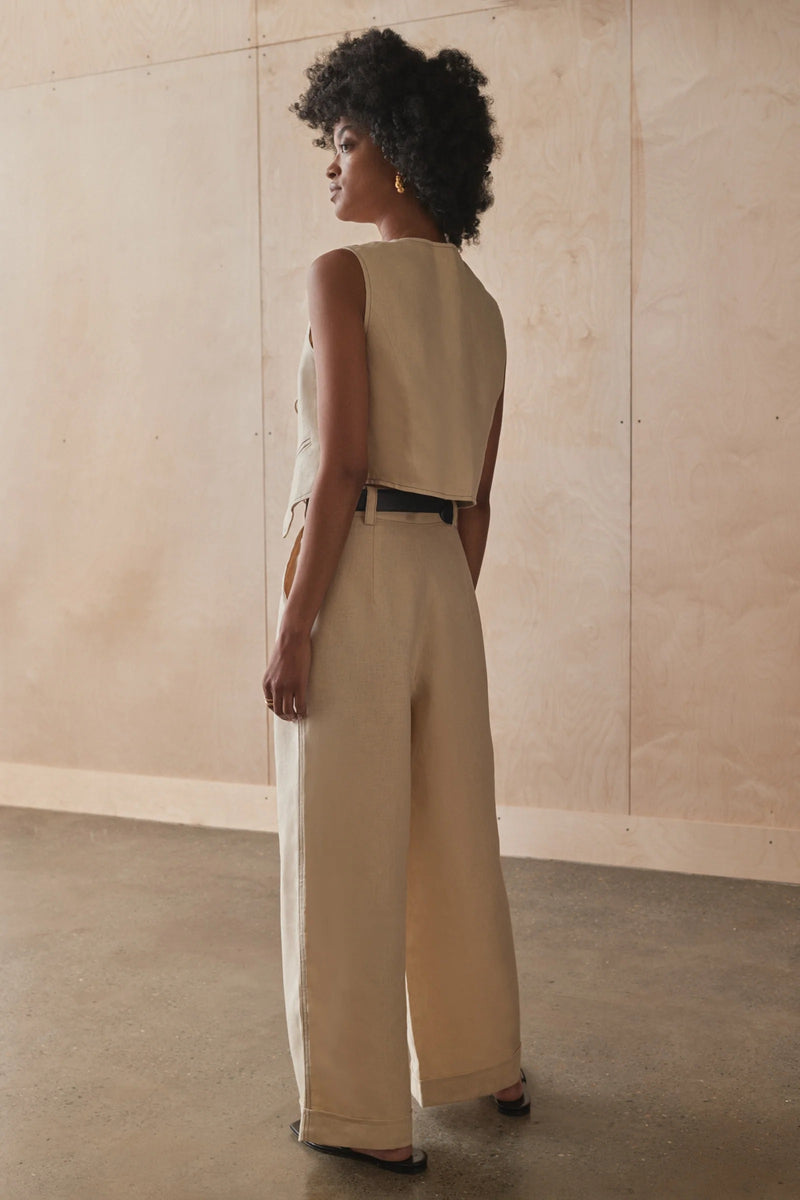 Tailored Linen Pants - Dew