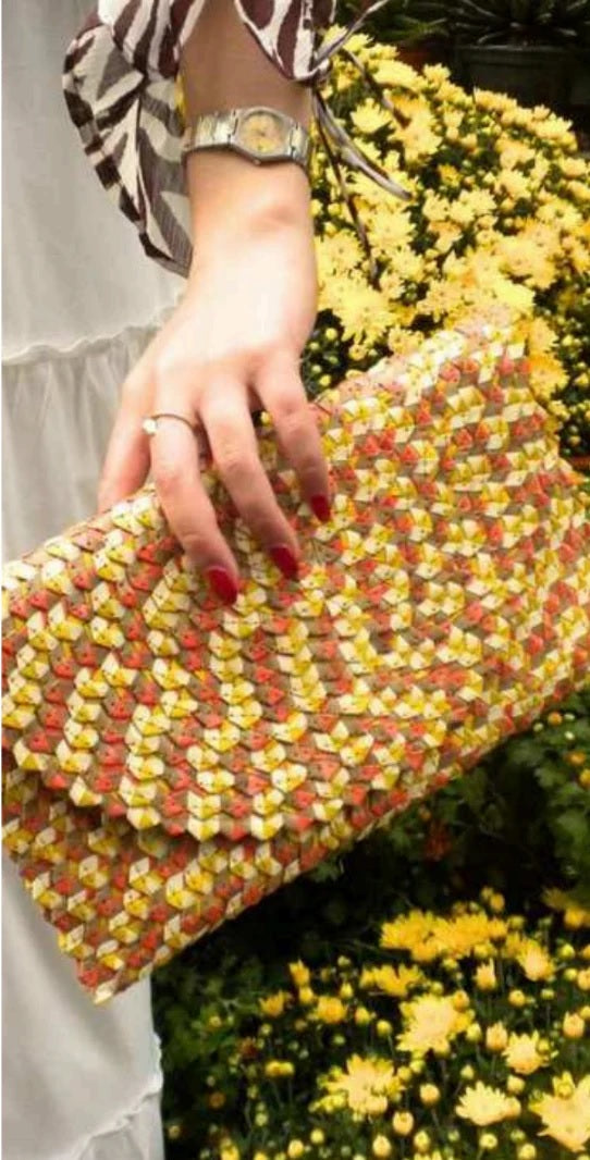 Woven Textured Clutch - Multi Color