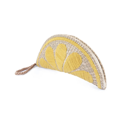 Woven Citrus Clutch - Lemon