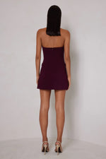 Tailored Halter Mini Dress - Deep Plum