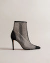 Crystal Mesh Ankle Boots - Black