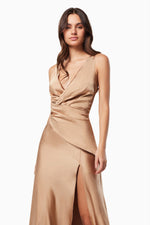 Satin Wrap Gown - Gold