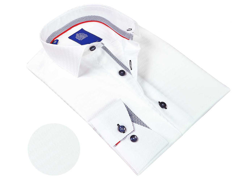 Tonal Print Long Sleeve Shirt - White