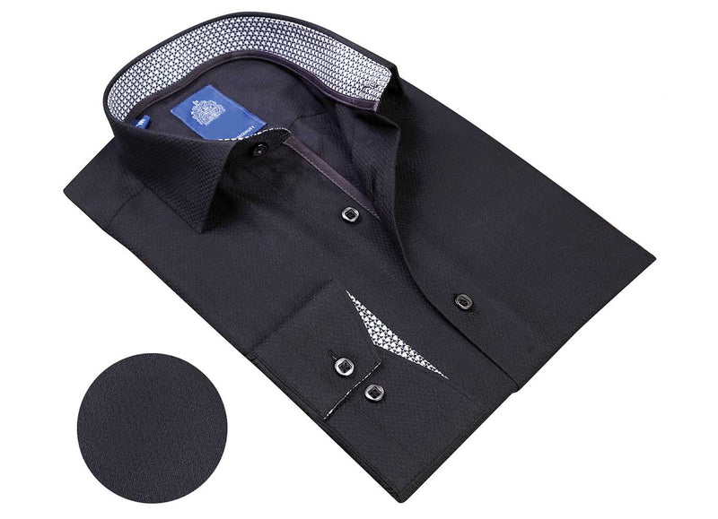 Textured Long Sleeve Shirt - Black