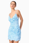 Hydrangea Textured Mini Dress - Blue