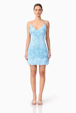 Hydrangea Textured Mini Dress - Blue