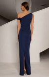 Asymmetrical Off Shoulder Gown - Midnight Blue